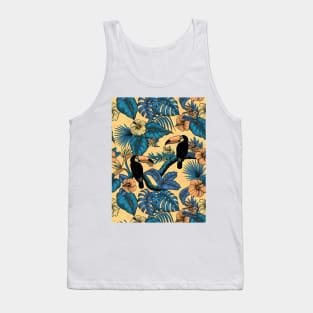 Toucan garden in blue and yellow Tank Top